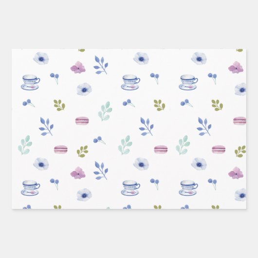 Tea party baby shower Baby brouwt Inpakpapier Vel (Voorkant 2)