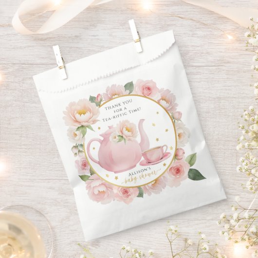 Tea Party Baby shower Bedankt voor je tas Bedankzakje (Geknipt)