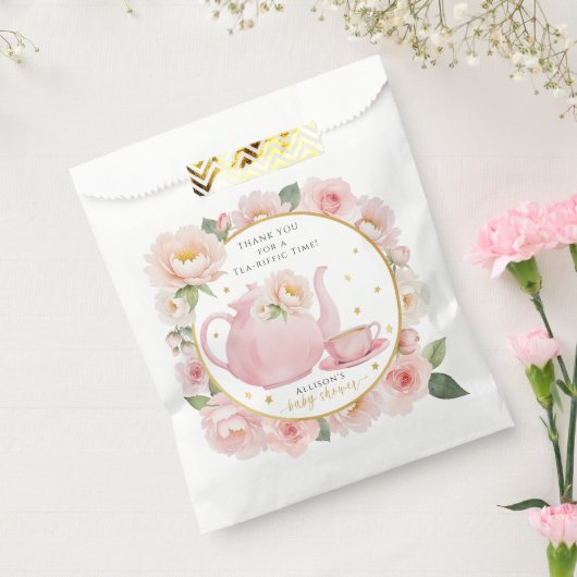 Tea Party Baby shower Bedankt voor je tas Bedankzakje (Gezegeld)
