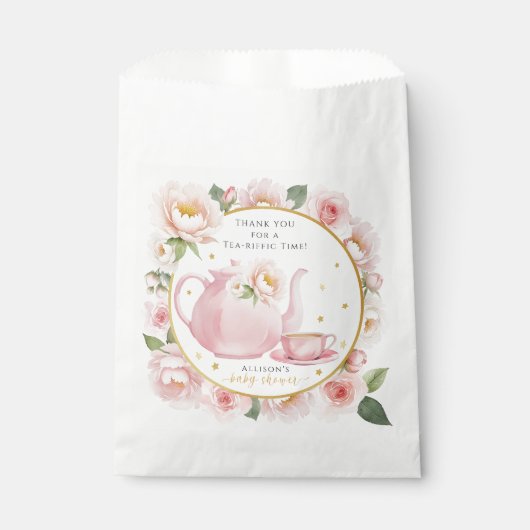 Tea Party Baby shower Bedankt voor je tas Bedankzakje (Voorkant)