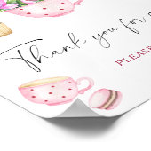 Tea party baby shower - Bedankt voor uw komst Poster (Hoek)