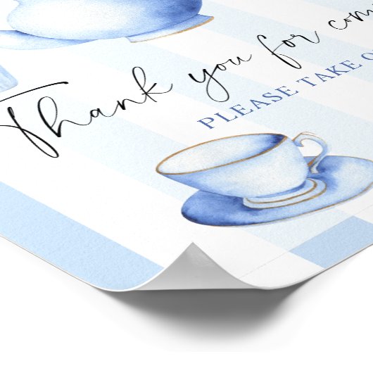 Tea party baby shower - Bedankt voor uw komst Poster (Hoek)