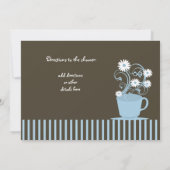 Tea Party Baby shower blauw en bruin Kaart (Achterkant)