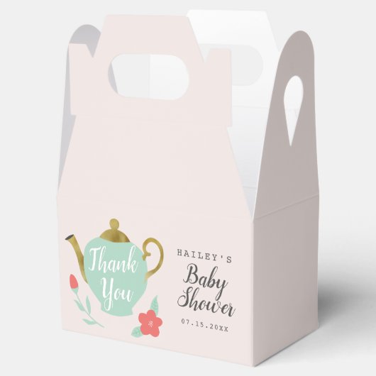 Tea Party Baby shower Bloemen Dank u Bedankdoosjes (Geopend)