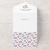 Tea Party Baby shower Blue en roze All In One Uitnodiging (Buitenkant)