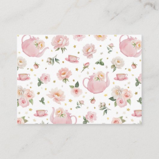 Tea Party Baby shower Boek Aanvraag Kaart (Achterkant)