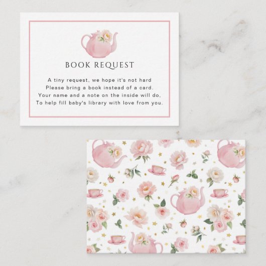 Tea Party Baby shower Boek Aanvraag Kaart (Voorkant / Achterkant)