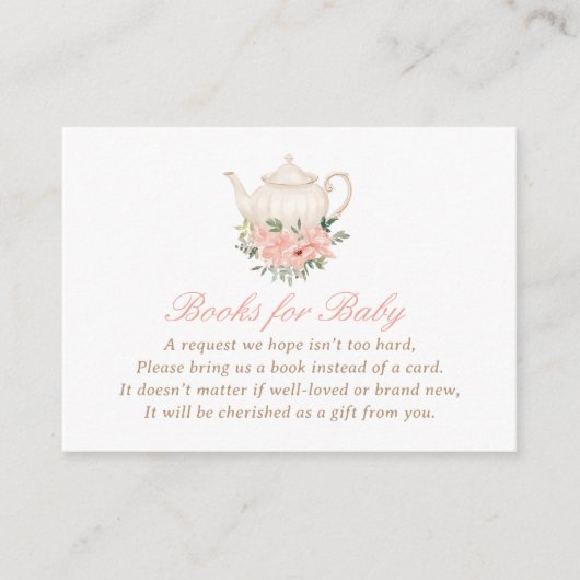 Tea Party Baby shower Boeken voor Baby Informatiekaartje (Voorkant)