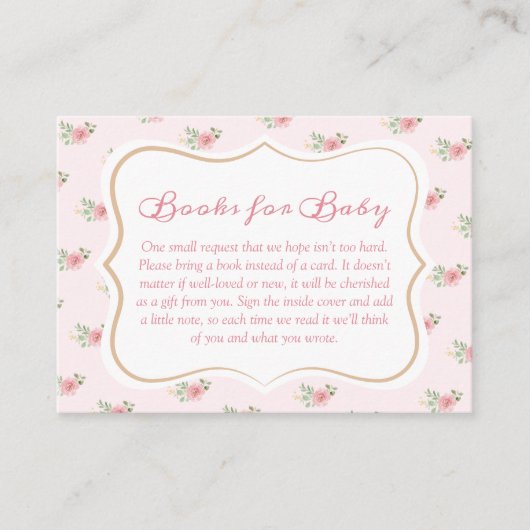 Tea Party Baby shower Boeken voor Baby Informatiekaartje (Voorkant)