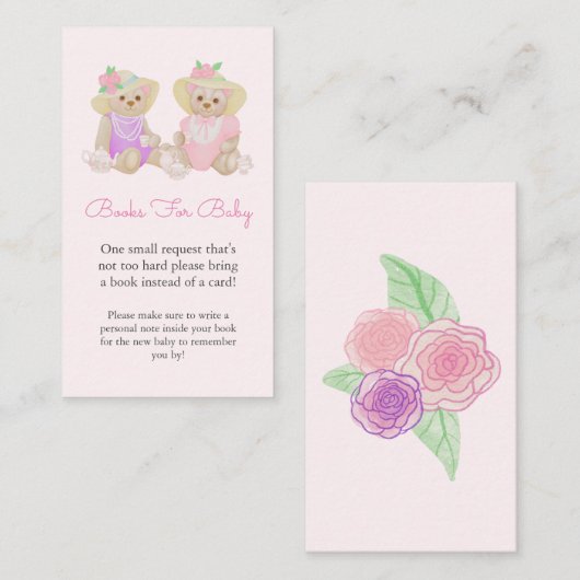Tea Party Baby shower Book Request Enclosure Kaart (Voorkant / Achterkant)