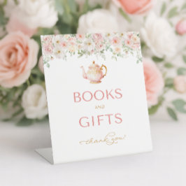 Tea Party Baby Shower Books and Gifts Reclamebord Met Voetstuk