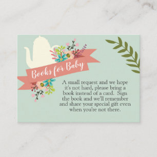 Tea Party Baby shower Books for Baby Card Informatiekaartje