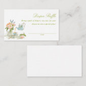 Tea Party Baby Shower Diaper Raffle Informatiekaartje (Voorkant / Achterkant)