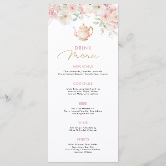 Tea Party Baby Shower Drink Menu (Voorkant)