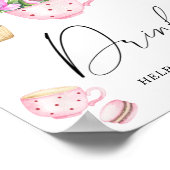 Tea party baby shower - Drinken Poster (Hoek)