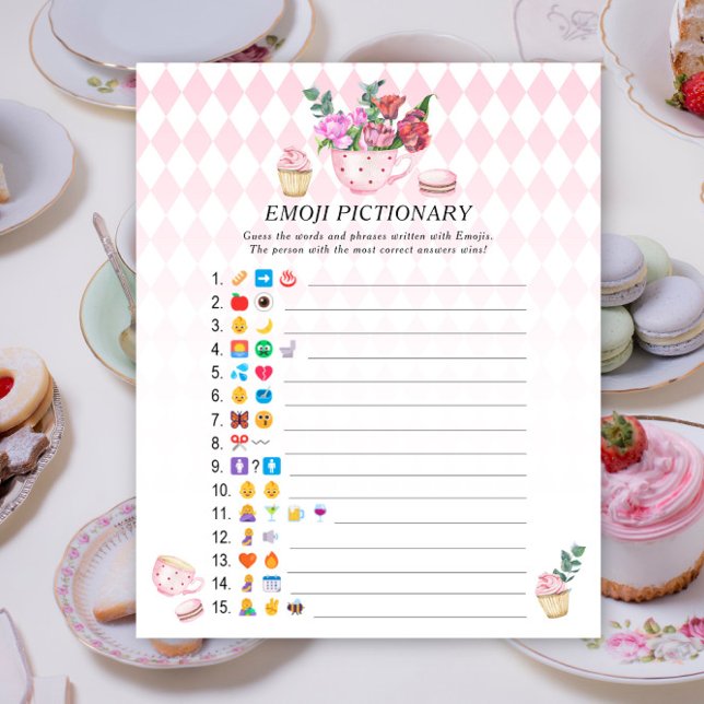 Tea party baby shower Emoji pictionary game (Creator heeft geüpload)