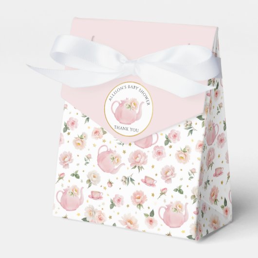 Tea Party Baby shower Favoriet Cadeaubox Bedankdoosjes (Voorkant Zijde)