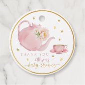 Tea Party Baby shower Favoriet Dank u Labels (Voorkant)
