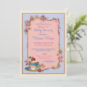 Tea Party Baby shower Garden Teacup Invitation Kaart (Staand voorkant)