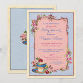 Tea Party Baby shower Garden Teacup Invitation Kaart (Voorkant / Achterkant)