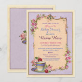 Tea Party Baby shower Garden Teacup Invitation Kaart (Voorkant / Achterkant)