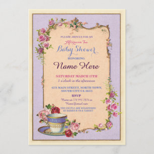 Tea Party Baby shower Garden Teacup Invitation Kaart