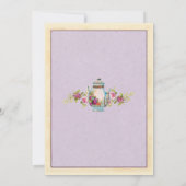 Tea Party Baby shower Garden Teapot Uitnodiging (Achterkant)