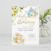 Tea Party Baby shower Gender Neutral Baby Breining Kaart (Staand voorkant)