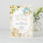 Tea Party Baby shower Gender Neutral Baby Breining Kaart (Staand voorkant)