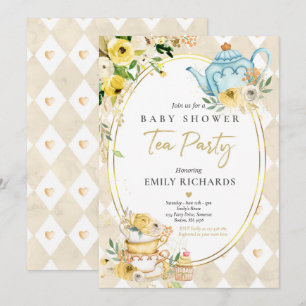 Tea Party Baby shower Gender Neutral Baby Breining Kaart
