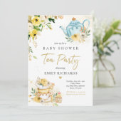 Tea Party Baby shower genderneutraal Baby brouwen Kaart (Staand voorkant)