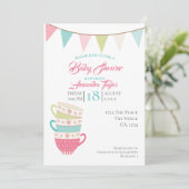 Tea Party Baby shower Gepersonaliseerd Kaart (Staand voorkant)