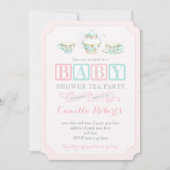 Tea Party Baby Shower Invitaties voor baby girl Kaart (Voorkant)