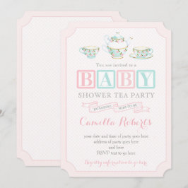 Tea Party Baby Shower Invitaties voor baby girl Kaart