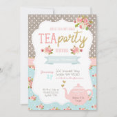 Tea Party Baby shower Invitation Kaart (Voorkant)