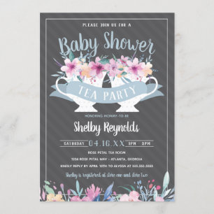 Tea Party Baby shower Invitation Kaart