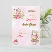 Tea Party Baby shower Kaart (Staand voorkant)