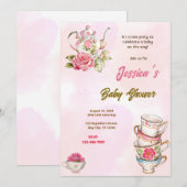 Tea Party Baby shower Kaart (Voorkant / Achterkant)