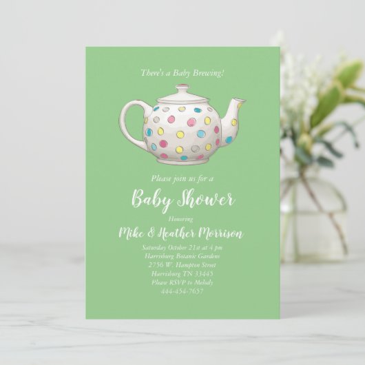Tea Party Baby shower Kaart (Staand voorkant)