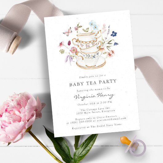 Tea Party Baby shower Kaart