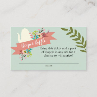 Tea Party Baby shower Luier Raffle Kaart