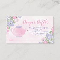 Tea Party Baby shower Luier Raffle Ticket