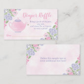 Tea Party Baby shower Luier Raffle Ticket Informatiekaartje (Voorkant / Achterkant)
