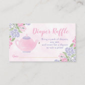 Tea Party Baby shower Luier Raffle Ticket Informatiekaartje (Voorkant)