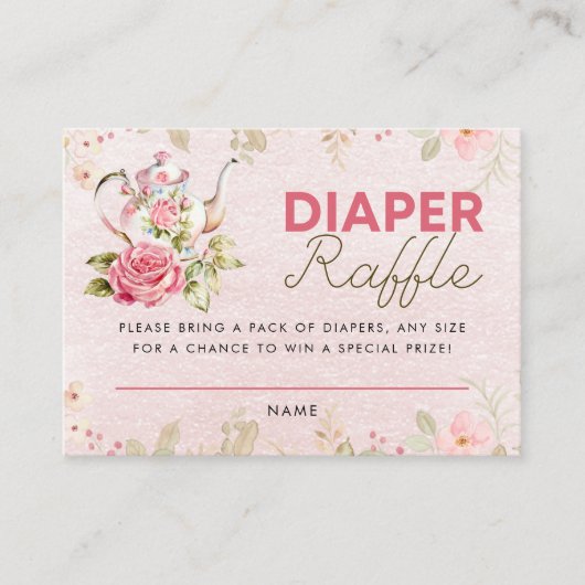 Tea Party Baby shower Luierkrabbel Informatiekaartje (Voorkant)