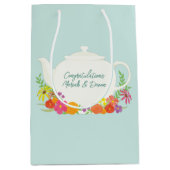 Tea Party Baby shower Medium Cadeauzakje (Voorkant)