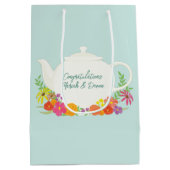 Tea Party Baby shower Medium Cadeauzakje (Achterkant)