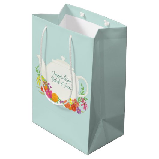Tea Party Baby shower Medium Cadeauzakje (Achterkant Gekanteld)