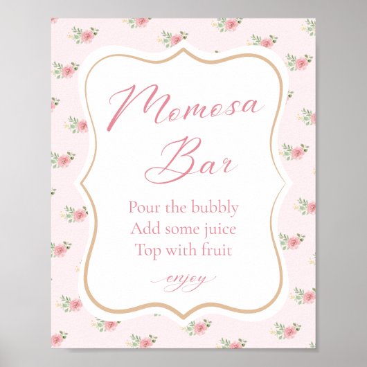 Tea Party Baby shower Momosa Bar Poster (Voorkant)