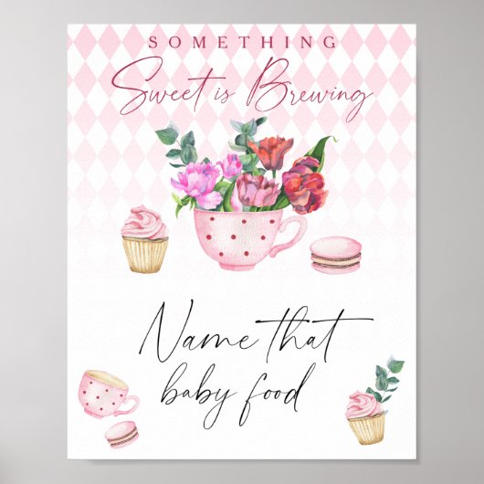 Tea party baby shower - noem dat baby eten poster (Voorkant)